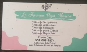 Tarjeta Masaje -Terapéutico-Deportivo